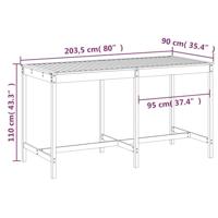 Tuintafel 203,5x90x110 cm massief grenenhout wit - thumbnail