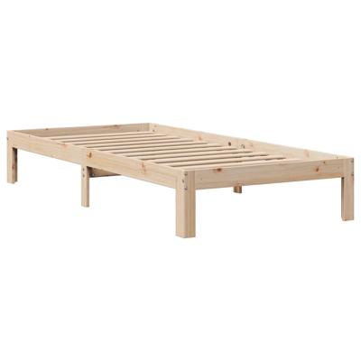Bedframe met hoofdbord massief grenenhout 75x190 cm