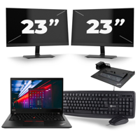 Lenovo ThinkPad T490 - Intel Core i5-8e Generatie - 14 inch - 16GB RAM - 256GB SSD - Windows 11 Home + 2x 23 inch Monitor - thumbnail