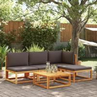 Tuinbank zonder armleuningen met kussens massief acaciahout - thumbnail