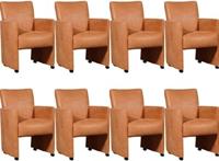 Set van 8 Oranje leren moderne eetkamerfauteuils Elegant - Kenia Leer Rost (oranje leer) - thumbnail