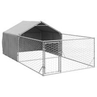 Hondenkennel met ren 5x2x1,5 m gegalvaniseerd staal - thumbnail