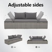 vidaXL Tuinbed 195x60 cm poly rattan grijs - thumbnail