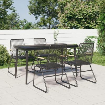 5-delige Tuinset PVC-rattan zwart