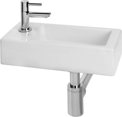 Saqu Combi-Pack M fonteinset met chromen kraan links glanzend wit keramiek Saqu Combi-Pack M fonteinset met chromen kraan links glanzend wit keramiek