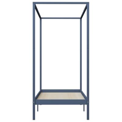 Hemelbedframe massief grenenhout grijs 100x200 cm