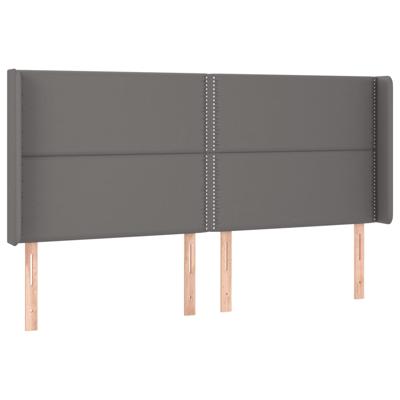 Hoofdbord met randen 183x16x118/128 cm kunstleer grijs - thumbnail