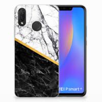 Huawei P Smart Plus TPU Siliconen Hoesje Marmer Wit Zwart - Origineel Cadeau Man - thumbnail