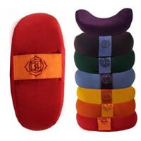 Yogi & Yogini Meditatiekussen Rood Halve Maan Katoen - 1e Chakra - 33 x 13 cm - thumbnail