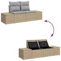 Tuinbankenset met opslag 5 pcs Beige en Licht Grijs poly rattan - thumbnail
