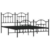 Bedframe met hoofd- en voeteneinde metaal zwart 140x190 cm - thumbnail