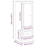 Hoge kast 36x35,5x103,5 cm bewerkt hout artisanaal eikenkleurig - thumbnail