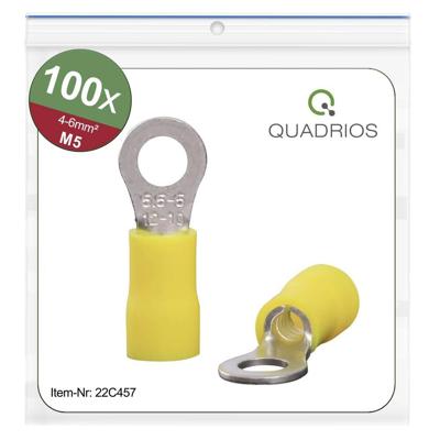 Quadrios 22C457 Ringkabelschoen Dwarsdoorsnede (max.): 6.0 mm² Schachtdiameter: 5.3 mm Deels geïsoleerd Geel 1 set(s)