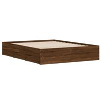 Bedframe met lades bewerkt hout bruin eikenkleur 150x200 cm - thumbnail