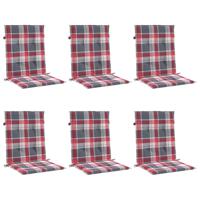 VidaXL Tuinstoelkussens 6 st 100x50x3 cm oxford stof ruitpatroon rood - thumbnail