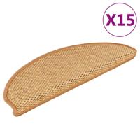 VidaXL Trapmatten zelfklevend 15 st sisal-look 65x21x4 cm sisalkleurig - thumbnail
