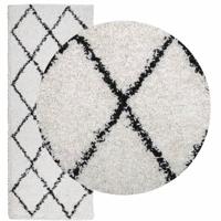 VidaXL Vloerkleed pamplona shaggy hoogpolig 80x200 cm crème en zwart - thumbnail