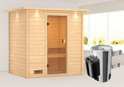 Karibu | Selena Sauna met Dakkraag | Kachel 3,6 kW Externe Bediening