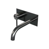 Inbouw Wastafelmengkraan Brauer Gunmetal Edition Coldstart Gebogen Uitloop Ronde Hendel Links Geborsteld Gunmetal PVD Met Afdekplaat Brauer - thumbnail