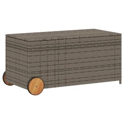 Tuinbox met wielen 190 L poly rattan grijs