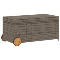 Tuinbox met wielen 190 L poly rattan grijs - thumbnail