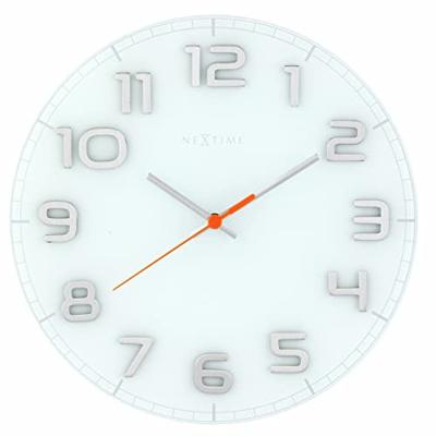 NeXtime ne-8817wi wandklok dia. 30 x 3.5 cm, glass, white, &apos;classy round&apos;