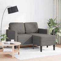 2-zitsbank met ligstoel L-vormig lichtgrijs 125 cm linnen - thumbnail
