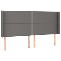 Hoofdbord met randen 203x16x118/128 cm kunstleer grijs - thumbnail