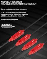 Lindy 42923 30m USB A USB A Zwart, Rood USB-kabel - thumbnail