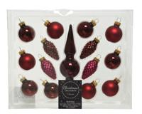 Figuur gl mini piek ossenbloed 15st kerstbal hangdeco kerst Decoris - Decoris - thumbnail