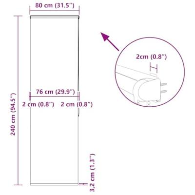 Doucherolgordijn met cassette 80x240 cm stofbreedte 76 cm