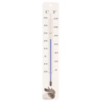 Esschert Design thermometer Kip 4,7 x 28 cm staal/glas wit - thumbnail