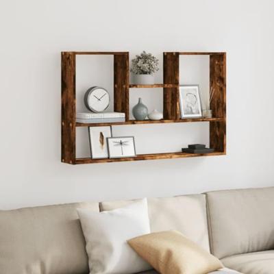 Wandschap 99x15x60 cm bewerkt hout gerookt eikenkleurig Wandschap 99x15x60 cm bewerkt hout gerookt eikenkleurig