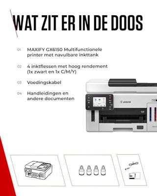 Canon Maxify GX 6150 Multifunctionele printer Inkjet Kleur A4 Printen, scannen, kopiëren Duplex, USB, WiFi, LAN
