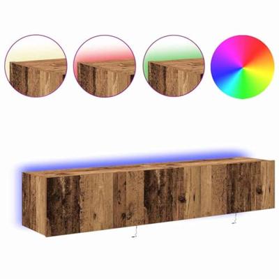 Tv-wandmeubels 2 st met LED 80x35x31 cm oud houtkleurig