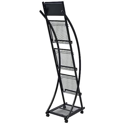 Tijdschriftenrek zwart 40x32x131 cm A4