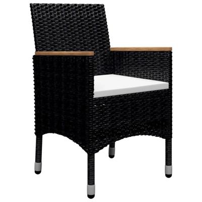 9-delige Tuinset poly rattan en gehard glas zwart - thumbnail