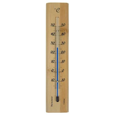 Nature Muurthermometer bamboe 19x4x1cm