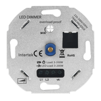 LED Dimmer Inbouw - 3-200 Watt - Geschikt voor fase afsnijding - trailing edge - Geschikt voor alle merken afdekmateriaal - Universeel - thumbnail