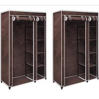 Kledingkasten stof bruin 2 st - thumbnail