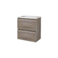 Badmeubelset BWS Salt 60x39cm Greeploos 2 Lades Met Wastafel Acryl 1 Kraangat Scotch Oak - thumbnail