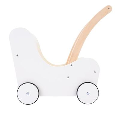 Houten Poppenloopwagen Roze/Wit