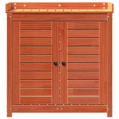 VidaXL Oppottafel met schappen 82,5x50x86,5 cm grenenhout bruin - thumbnail