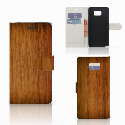 Samsung Galaxy Note 5 Book Style Case Donker Hout Samsung Galaxy Note 5 Book Style Case Donker Hout