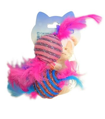 Nobleza Katten speelballetjes met veren - 2 Stuks Nobleza Katten speelballetjes met veren - 2 Stuks