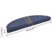 VidaXL Trapmatten zelfklevend 15 stuks 56x17x3 cm blauw halfrond - thumbnail