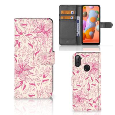 Samsung Galaxy M11 | A11 Hoesje Pink Flowers Samsung Galaxy M11 | A11 Hoesje Pink Flowers