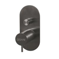 Inbouwkraan Qisani Flow Thermostatisch 2-weg Ovaal Geborsteld Gun Metal - thumbnail