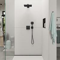 Hansgrohe FixFit E muuraansluitbocht met handdouchehouder, mat zwart - thumbnail