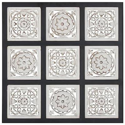 VidaXL Wandpaneel handgesneden 60x60x1,5 cm mdf zwart en wit